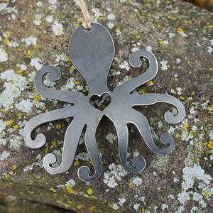 Octopus Metal Ornament Christmas Tree Decoration Holiday Decor Ocean Sea Beach House Hostess Gift Stocking Stuffer made from recycled steel image 6