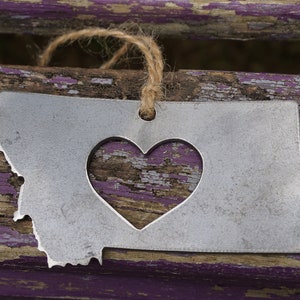 Montana State Ornament made from Raw Steel Rustic Cabin Christmas Decoration Helena Billings Bozeman Great Falls Missoula Kalispell Glacier image 8