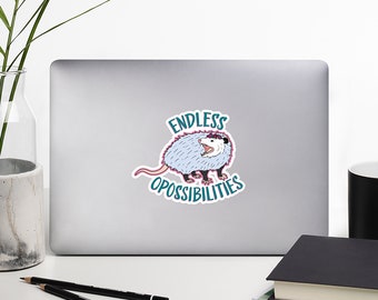 Opossum Art Sticker - Cute Opossum Graphic Sticker - Endless "O"possibilities - Cute Opossum with Flowers Design - Wildlife Support