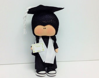 Grad Student Boy or Girl Cloth Doll Rag Handmade Doll Tilda Doll Fabric Gift Doll Gift Present Collectible