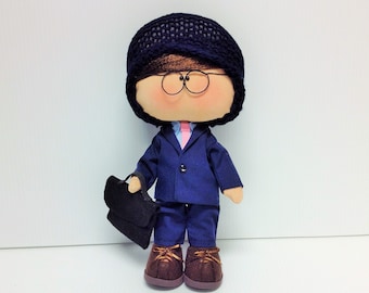 Jimmy Businessman Cloth Doll Rag Handmade Doll Tilda Doll Fabric Doll Gift Doll Gift Present Collectible Dad Present Employee