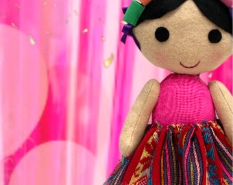 Lele Mexican Traditional Felt Doll - Birthday Decoration 14" Tall - Mexican Party Centerpiece Decor - Maria Traditional Doll - Muñeca