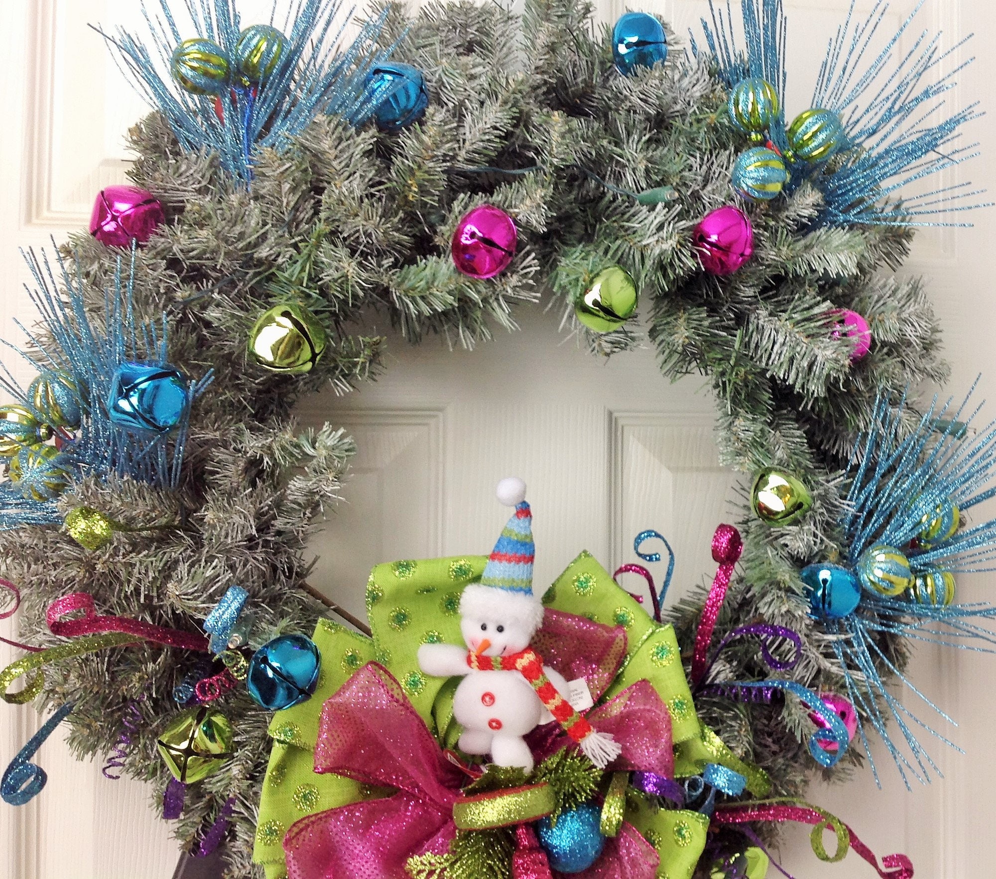 Christmas Wreath Turquoise Green Pink Christmas Wreath Pre-lit 24