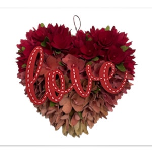 Valentines Heart Front Door Decoration Valentines Door Hanger Indoor or Outdoor Decor 12X14 valentines Wreath image 3