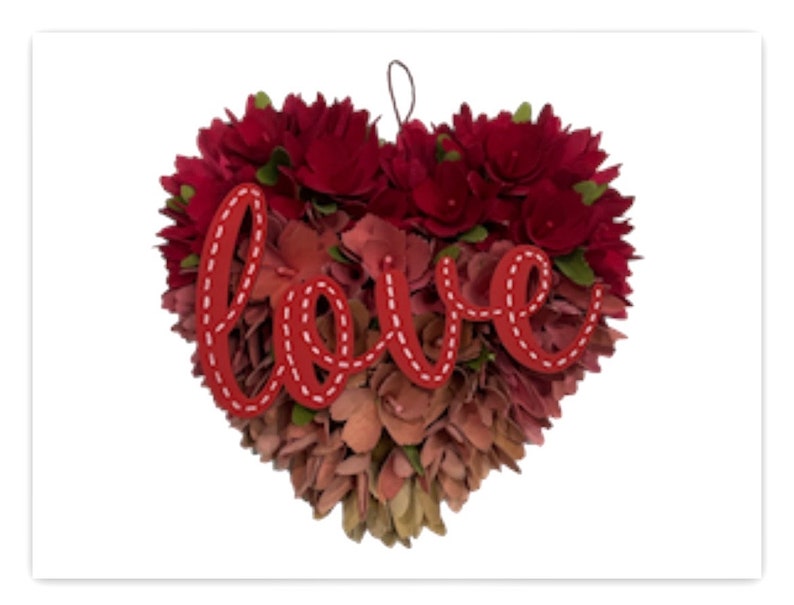 Valentines Heart Front Door Decoration Valentines Door Hanger Indoor or Outdoor Decor 12X14 valentines Wreath image 3