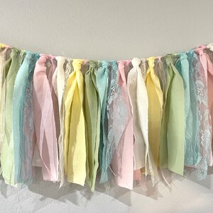 Pastel Rag Banner - Fabric Garland, Bridal Shower Garland, Wedding ...