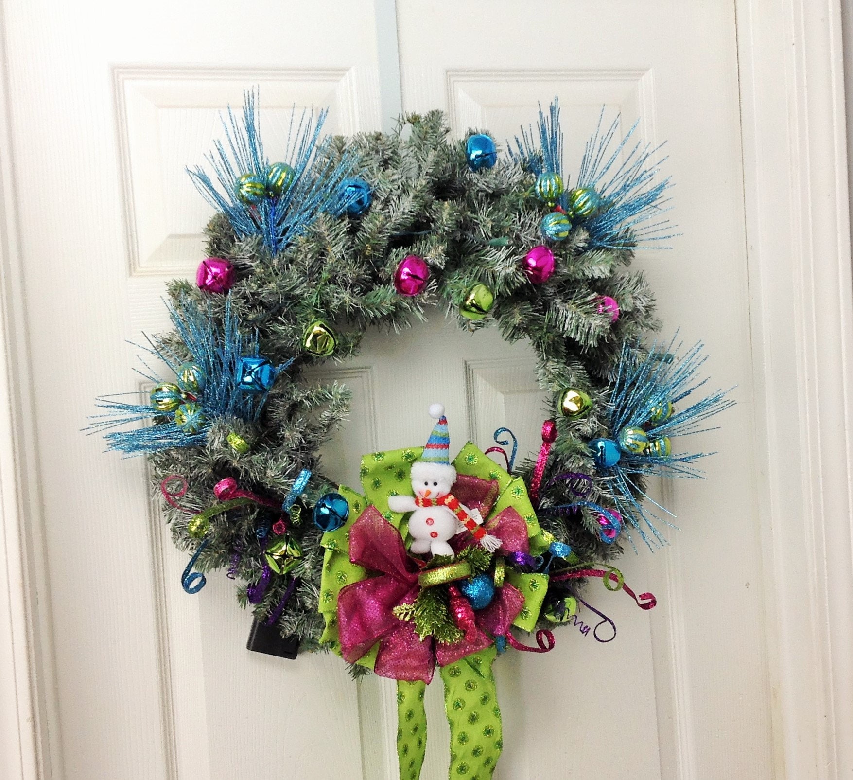Christmas Wreath Turquoise Green Pink Christmas Wreath Pre-lit 24