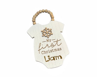 Baby Christmas Ornament Personalized - Wooden Ornament My First Christmas - Custom Baby Name - Custom Newborn Gift