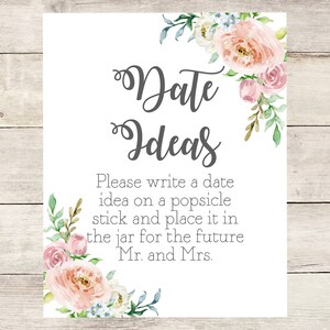 Bridal Shower Date Idea Jar Sign