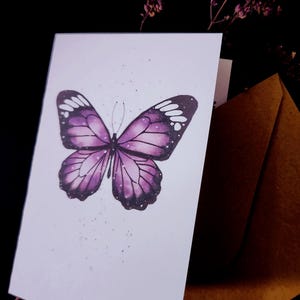 Carte papillon mauve