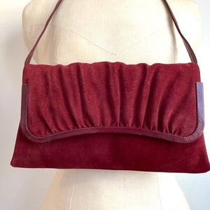 Porte-monnaie/sac à main en cuir master craft vintage en daim rouge bordeaux