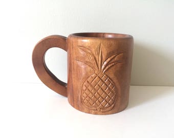 vintage wood pineapple mug