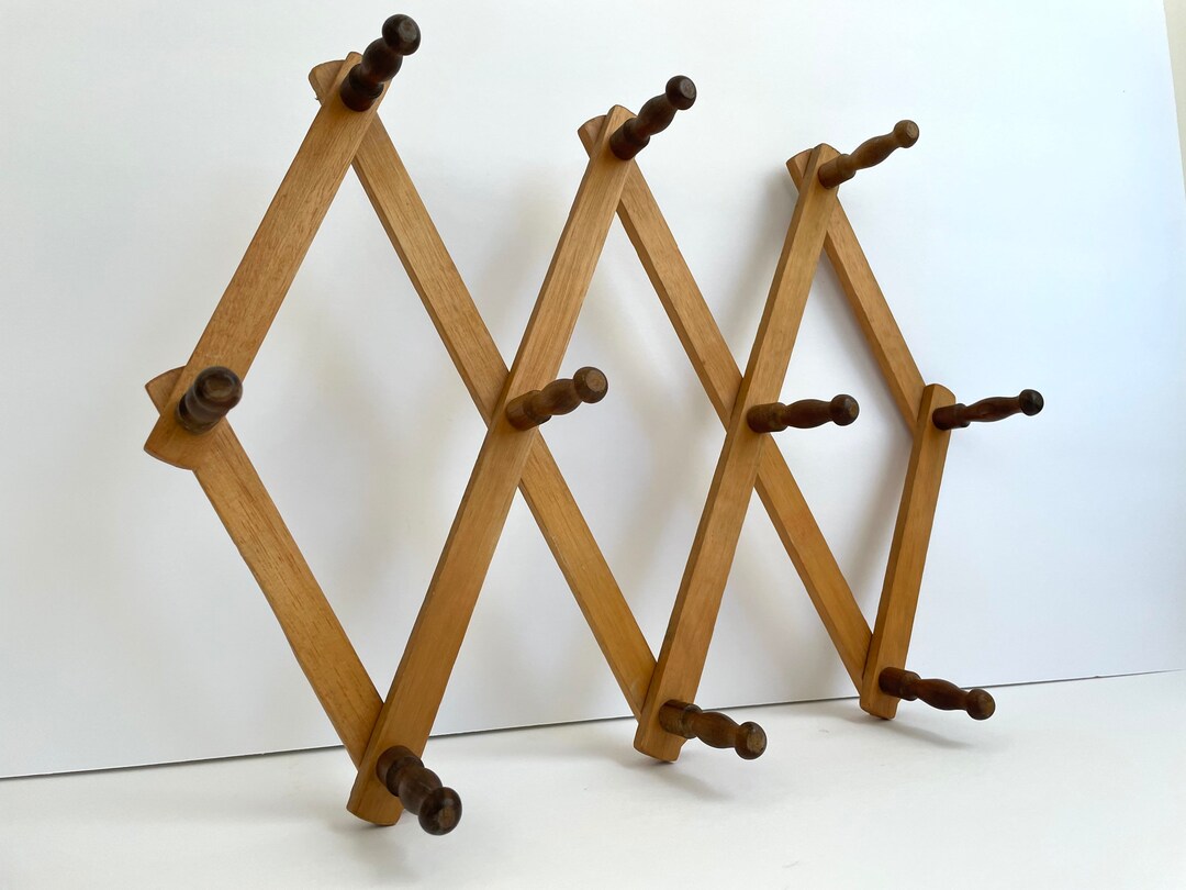 Vintage Wood Accordion Wall Hooks Made in Taiwan/ Peg Hooks Etsy