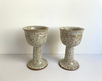Pair of vintage studio pottery goblets