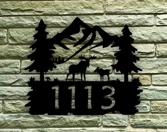 23w x 20 34 h LARGE SIGN Moose Personalized Address Custom Metal Sign House Number Hand Made