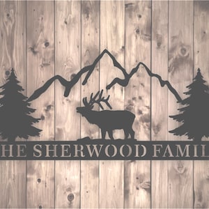 Personalized Elk Metal Wall Art Hanging- Customize with your family name or text