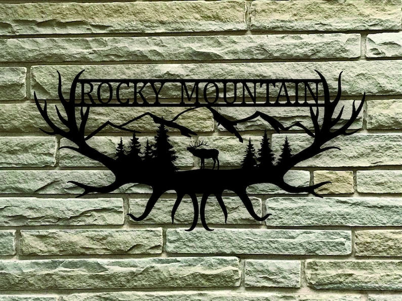 Elk Antler Rocky Mountain National Park Name Themed Steel Wall Art Sign