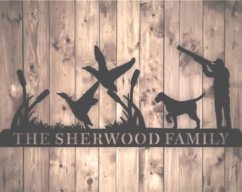 Personalized Duck Hunting Metal Wall Art Hanging- Customize with your family name or text