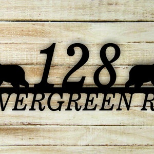 Steel Bear Address Sign | House Number Sign | Address Sign | Housewarming Gift | House Marker | Metal Address Plaque | Closing Gift