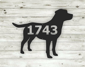 Black Yellow Chocolate Lab Labrador Custom Address Steel House Sign