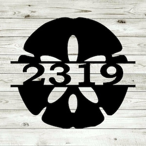 Sand Dollar Nautical Themed Personalized Monogram Metal Home House Number Address Sign