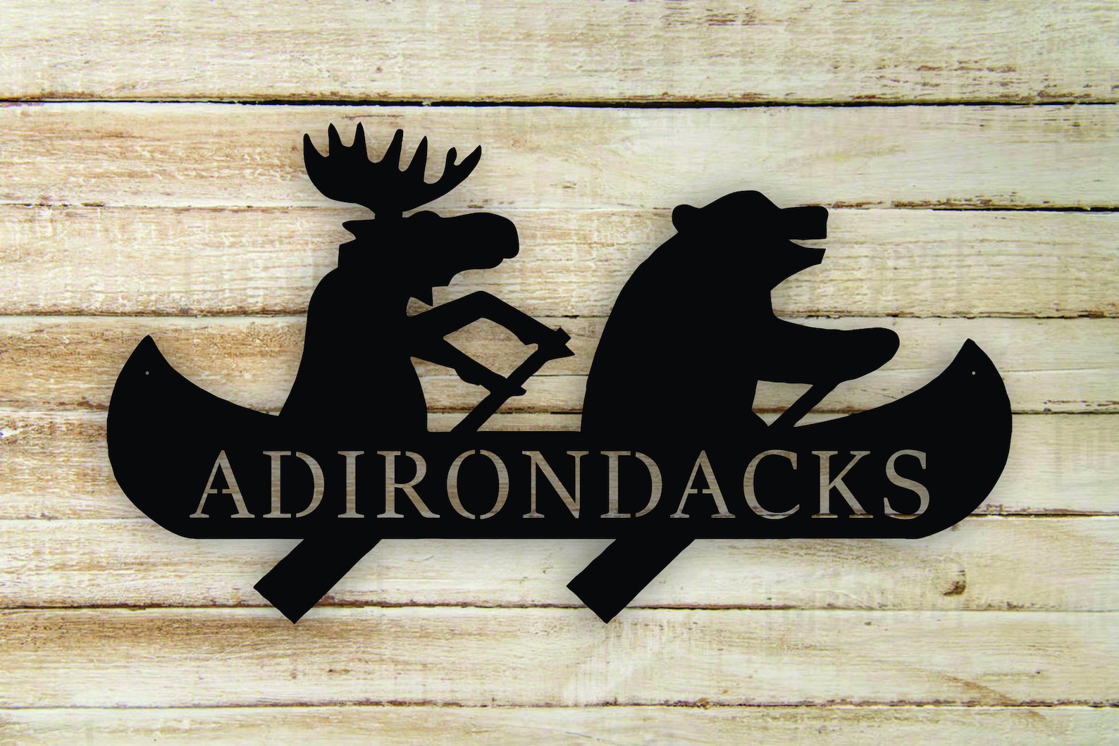 Personalized Bear and Moose Canoe Metal Wall Art Hanging Etsy