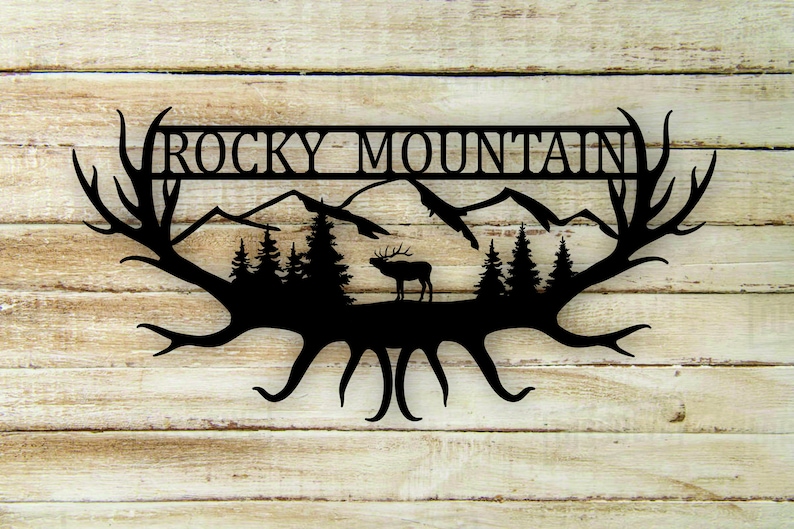 Elk Antler Rocky Mountain National Park Name Themed Steel Wall Art Sign