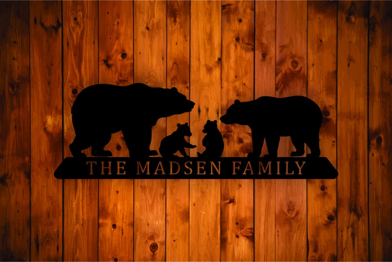Personalized Bear Family Metal Wall Art Hanging 2 Cubs Etsy