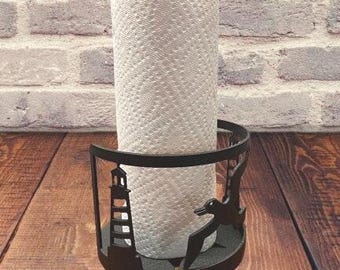 Sea Gull Lighthouse Steel Paper Towel Holder: Rustic Kitchen Decor