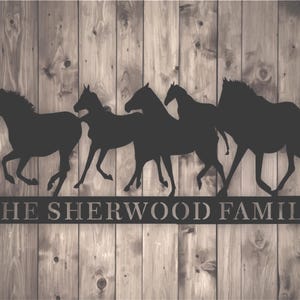 Personalized Horse Metal Wall Art Hanging- Customize with your family name or text