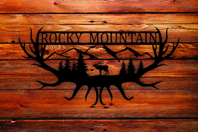 Elk Antler Rocky Mountain National Park Name Themed Steel Wall Art Sign