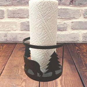 Bear Steel Paper Towel Rack - Counter Paper Towel Holder - Tabletop Kitchen Décor - Rustic Outdoor Décor - Metal Home Gift - Cabin Camp