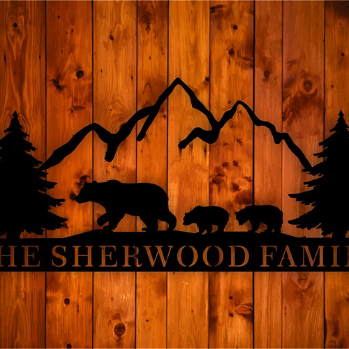 Personalized Bear Family Metal Wall Art Hanging Etsy