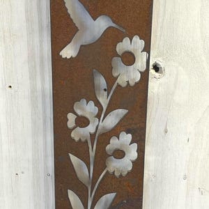 Hummingbird Rusty Metal Small Decorative Panel