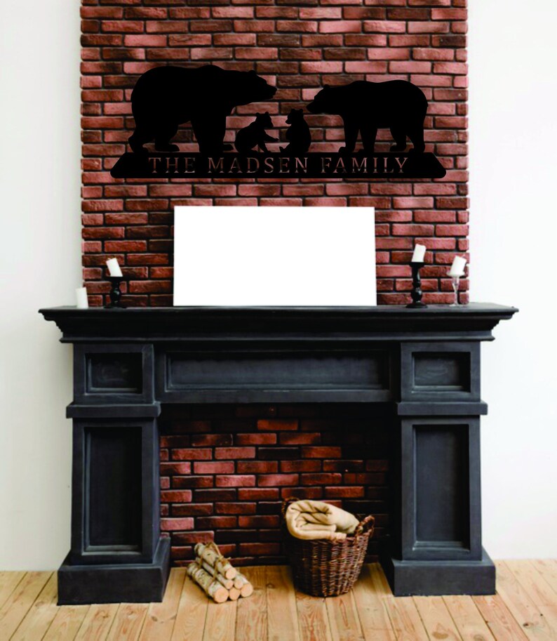 Personalized Bear Family Metal Wall Art Hanging 2 Cubs Etsy