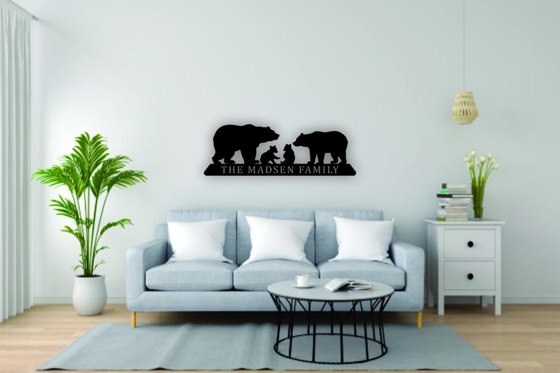 Personalized Bear Family Metal Wall Art Hanging 2 Cubs Etsy