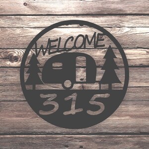 Custom Campsite/Campground Personalized Lot Number Sign Metal Wall Art Hanging