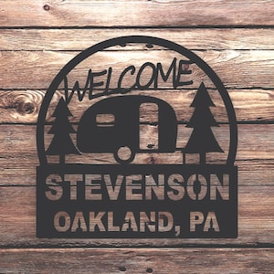 Custom Welcome Camper Sign Metal Wall Art Hanging