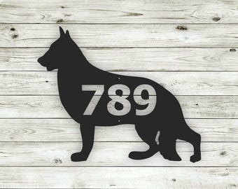 German Shepherd Custom Address Steel House Sign