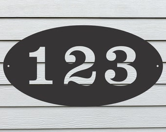 Custom Metal House Number Sign - Oval Address Plaque