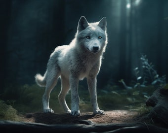 Ethereal baby wolf digital art