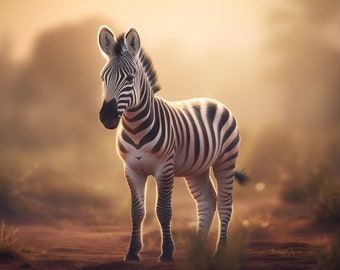 Ethereal cute baby zebra digital art
