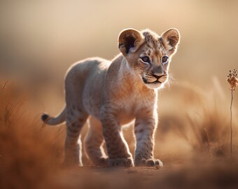 Ethereal baby lion cub digital art