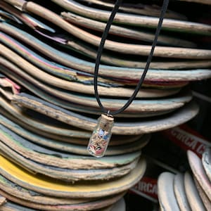 Recycled skateboard necklace