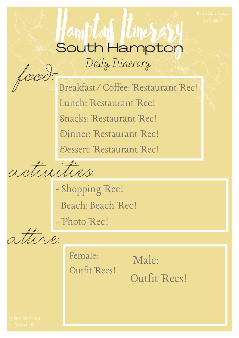 Hamptons, New York Daily Travel Itinerary Hampton Bays, Southampton