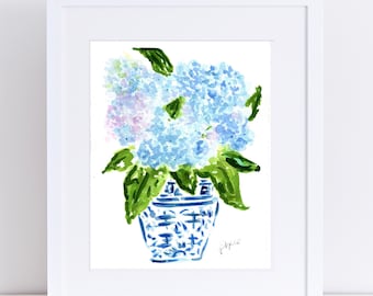 Hydrangea Art Print: Floral Watercolor Illustration