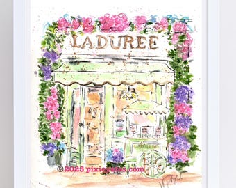 Laduree Paris Art Print: Bakery Shop Watercolor Illustration