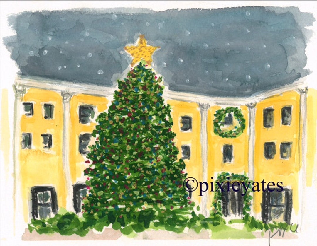 Congress Hall, Christmas Tree, Cape May, Art Print, Art by Pixie Yates
