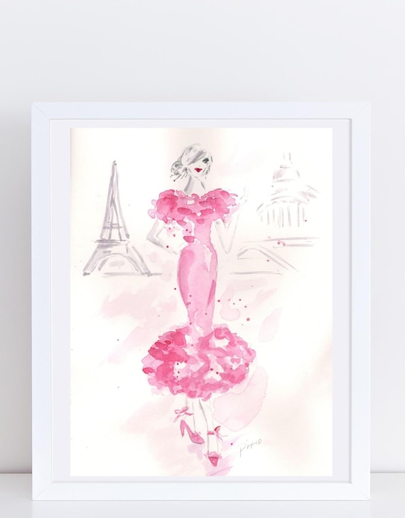 evening dress framed art Designart "Art Deco Lady In Red Evening Dress" Fashion Woman Framed Wall Decor - Bed Bath & Beyond