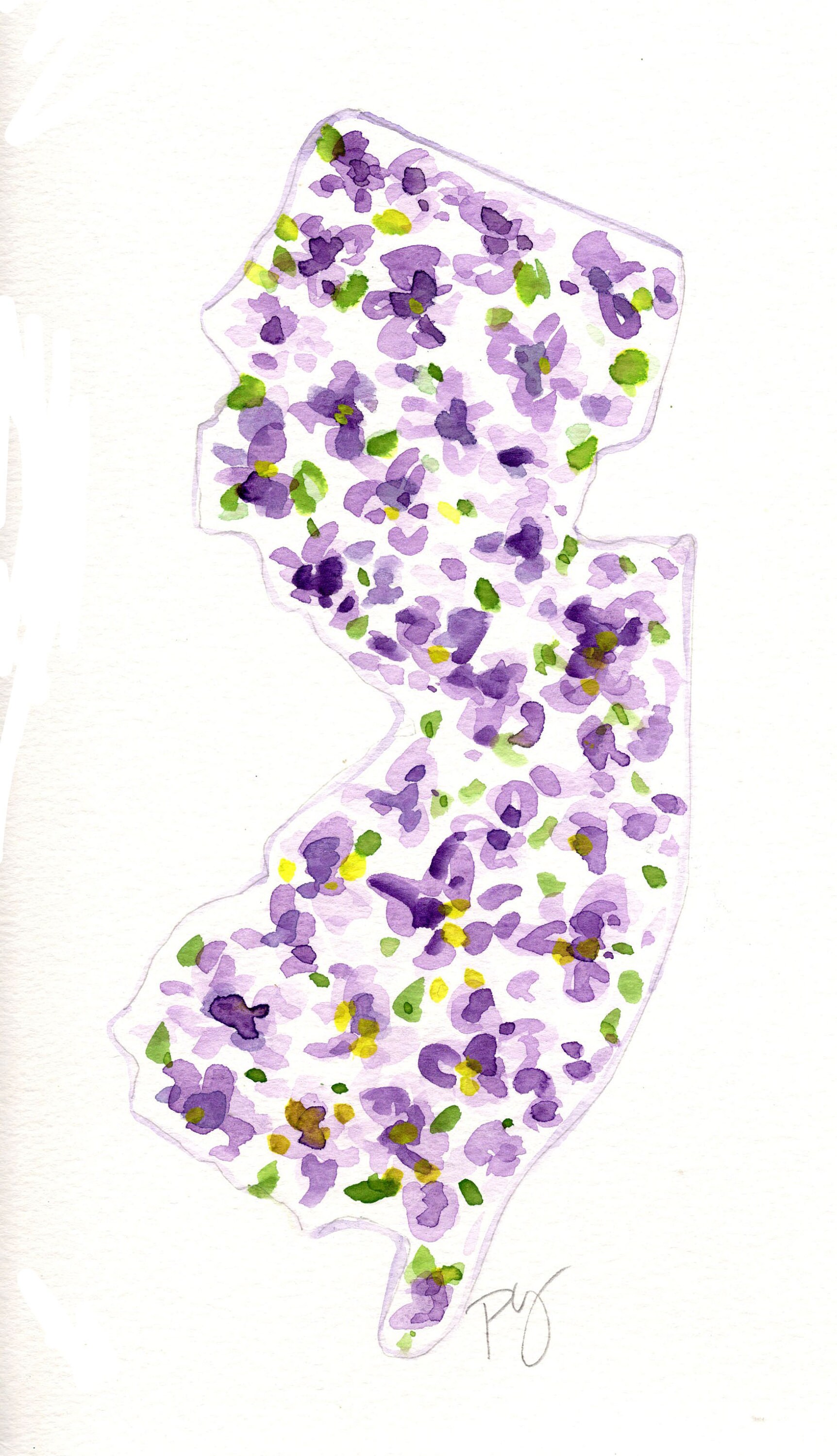 New Jersey State Flower Map Fine Art Wall Print Giclee - Etsy